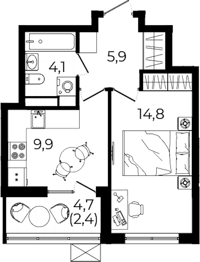 1-комнатная квартира 37.1 м², 6/12 эт., ЖК «А101 Всеволожск»